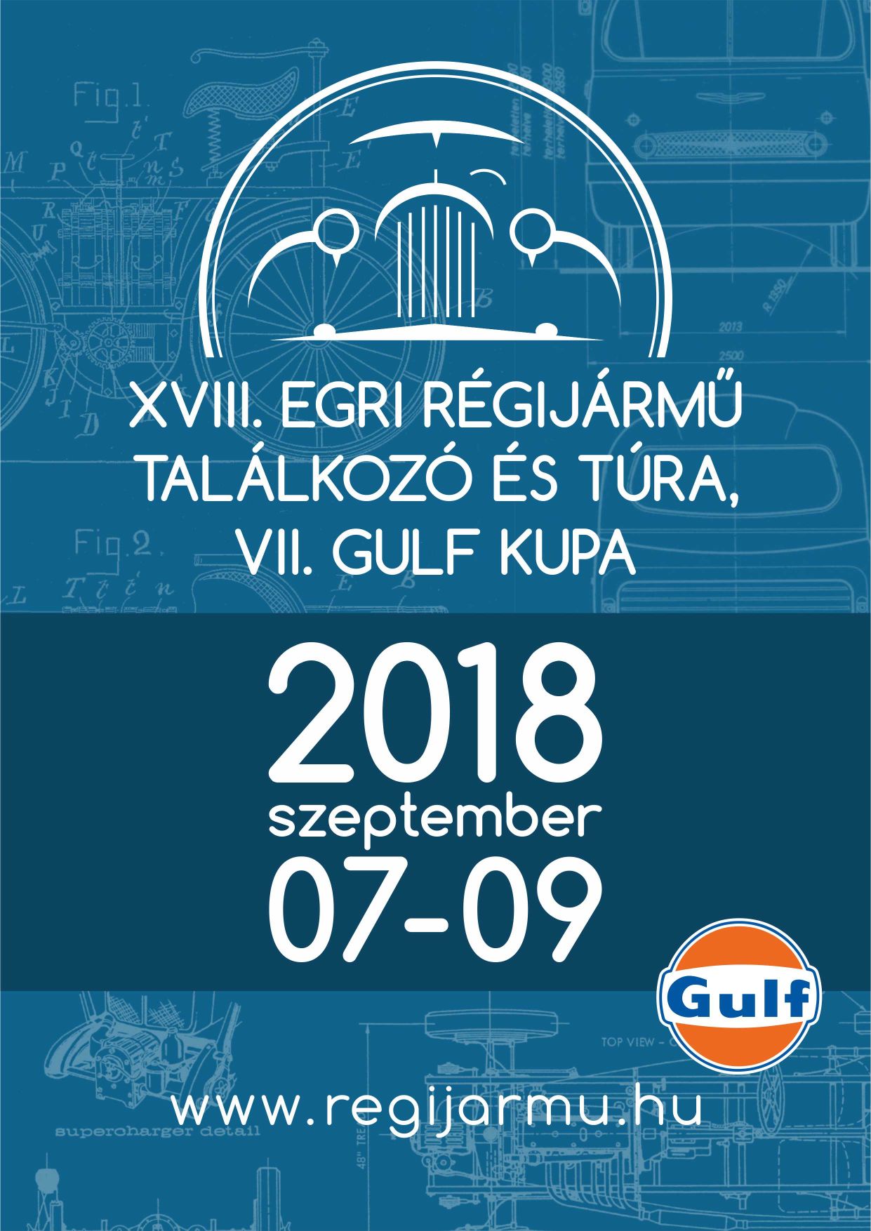 2018 XVIII. EGRI RÉGI JÁRMŰ TALÁLKOZÓ ÉS TÚRA, VII. GULF KUPA plakát