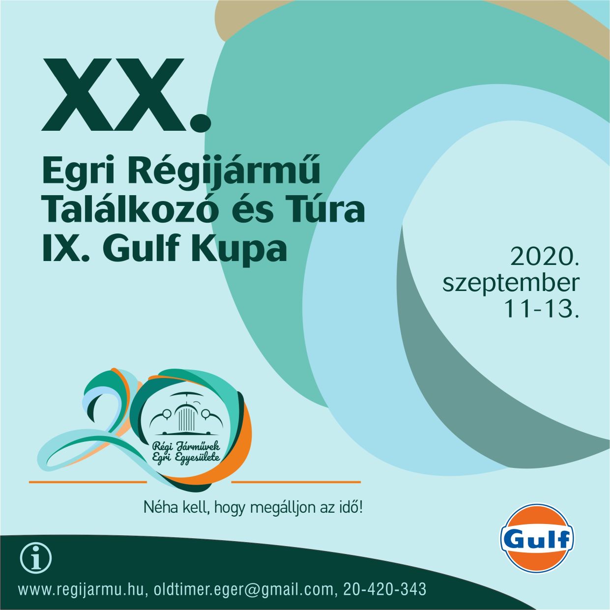 2020 XX. EGRI RÉGI JÁRMŰ TALÁLKOZÓ ÉS TÚRA, IX. GULF KUPA plakát